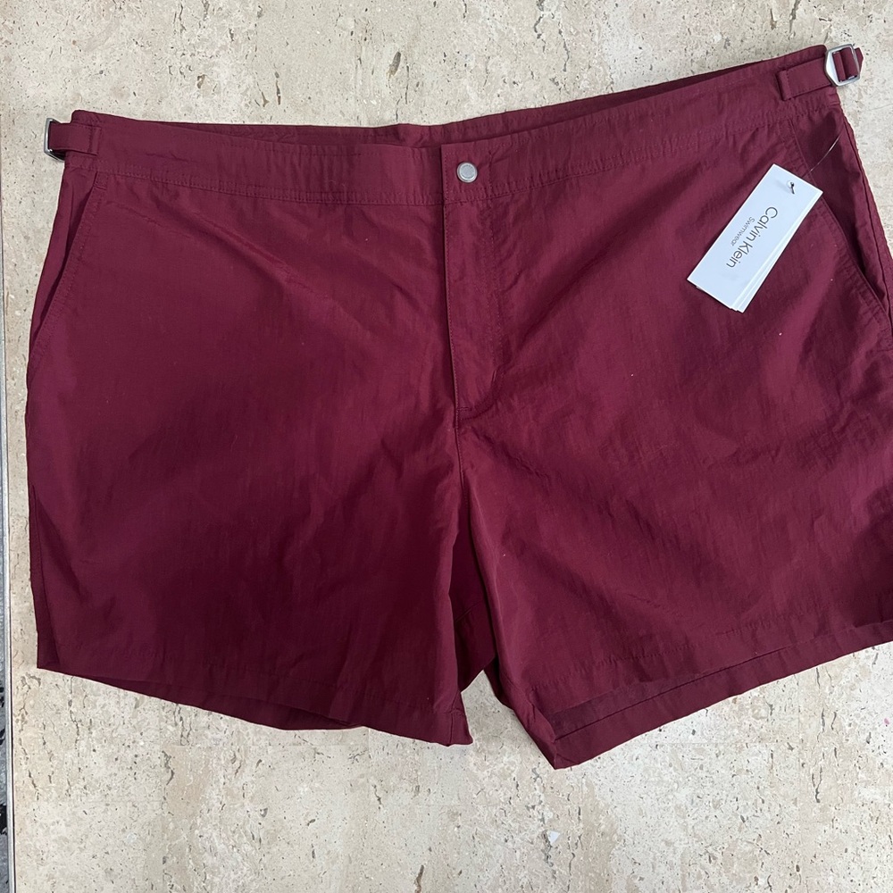 Calvin Klein Men's Burgundy Swim Trunks